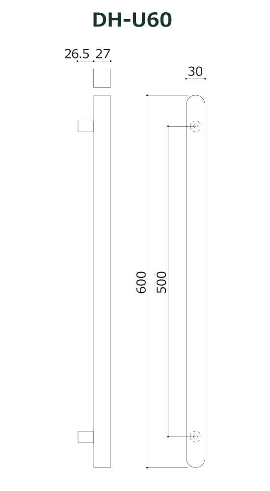木製ドアハンドル DH-U60