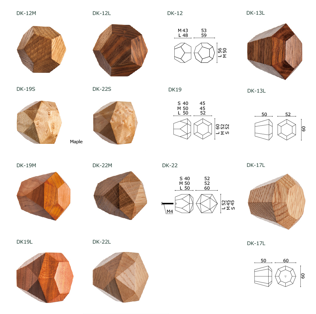 木製 ウォールハンガー ドアノブ 家具つまみ ダイヤモンド すがたかたち